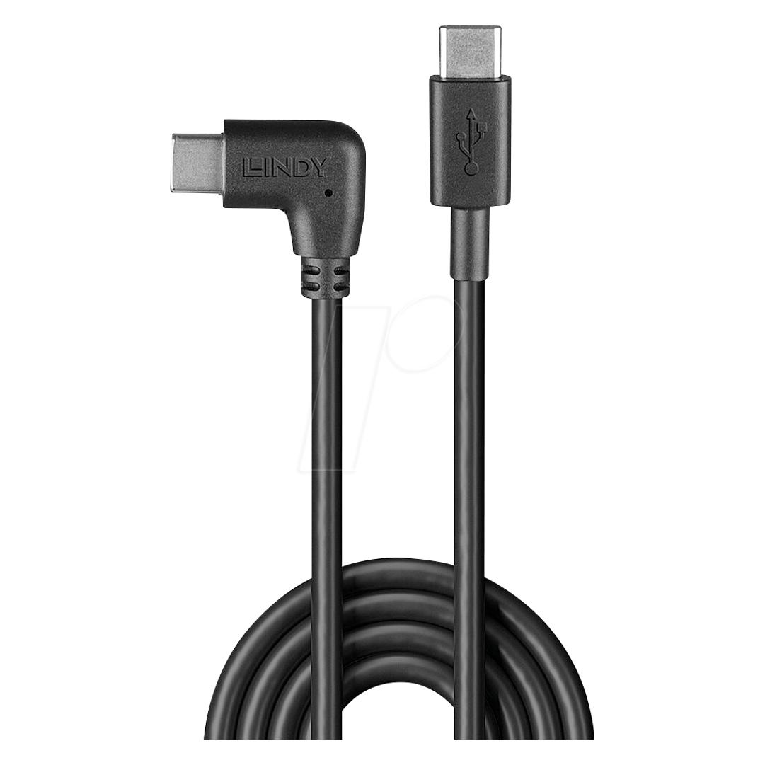 Lindy 1m USB 2.0 Typ C Kabel 90 gewinkelt (1 m, USB 2.0, 60 W) (32005)