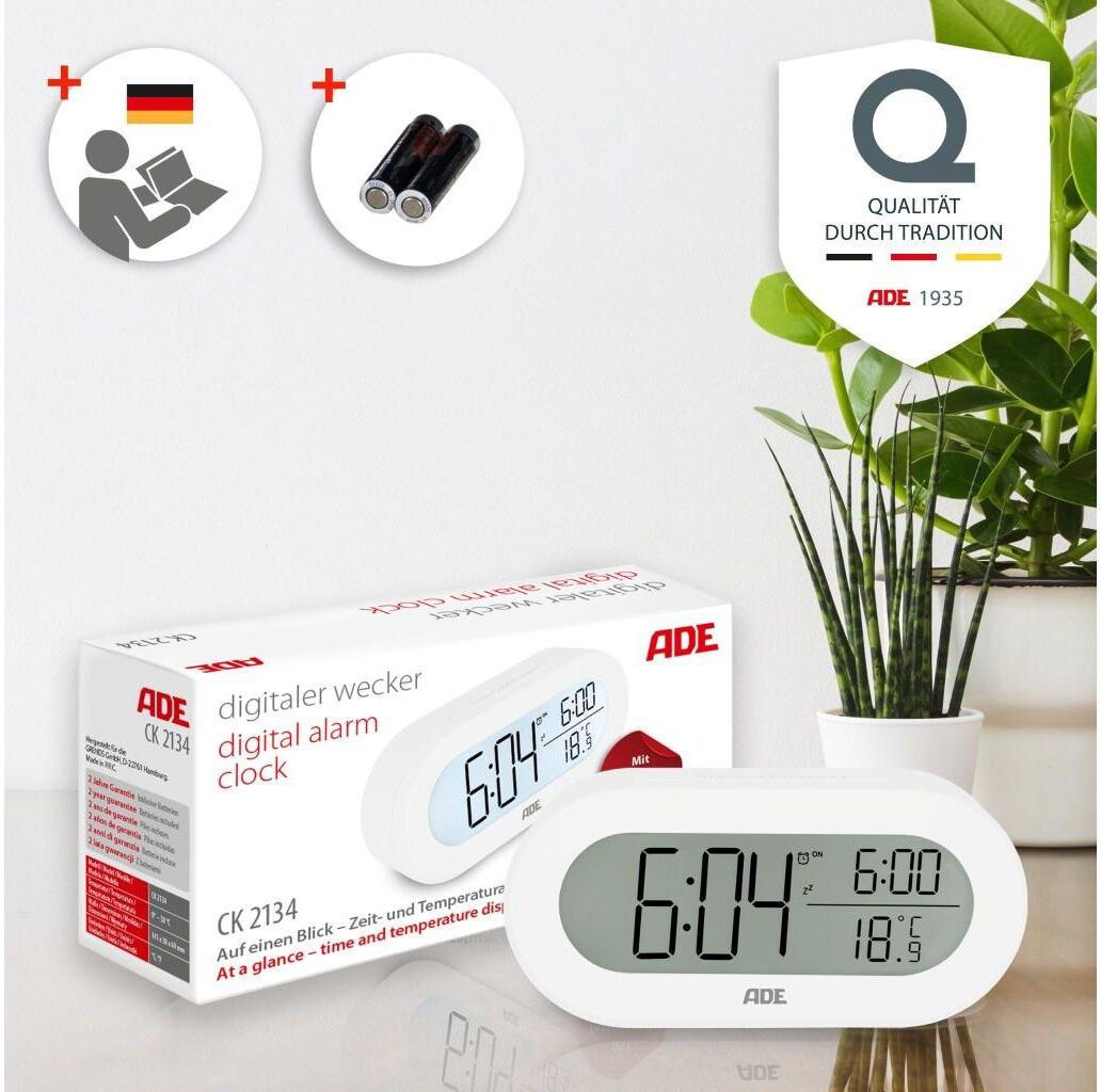 Wecker ADE "Weiss", weiss (weiß), Wecker, Wecker weiß Einheitsgröße
