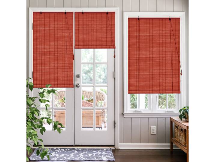 Bambusrollo 100x160cm in kirsche - Fenster Sichtschutz Bambus