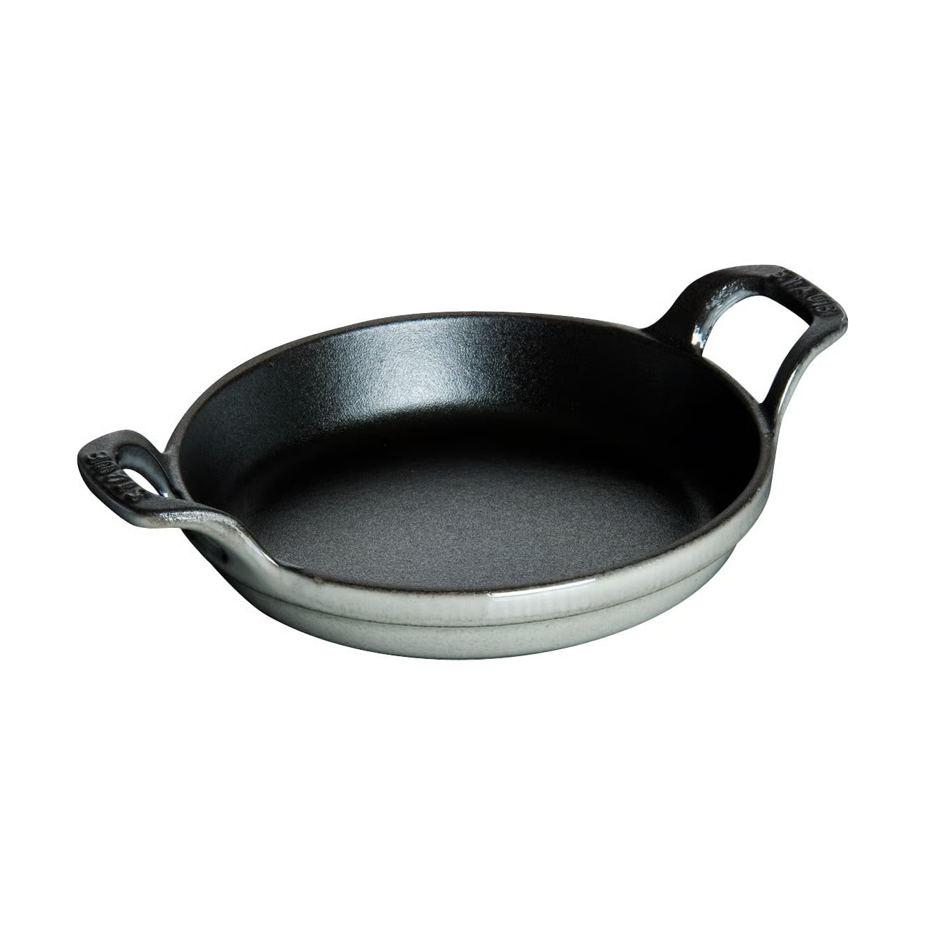 Staub Mini ronde ovenschaal van gietijzer, Grafietgrijs, 17.3 x 12.7 x 4.2 cm
