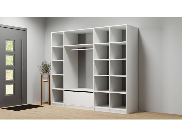 Pickawood Kleiderschrank nach Maß - Weiß/Grau/Schwarz Premium Dekore Weiß­grau