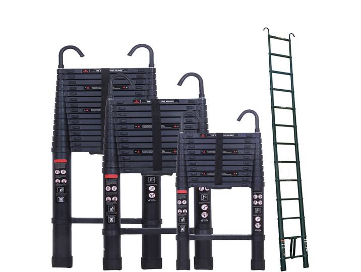 Échelle extensible en aluminium avec 2 crochets détachables, polyvalente antidérapante pour la maison et l'extérieur, capacité de charge de 150 kg, EN131