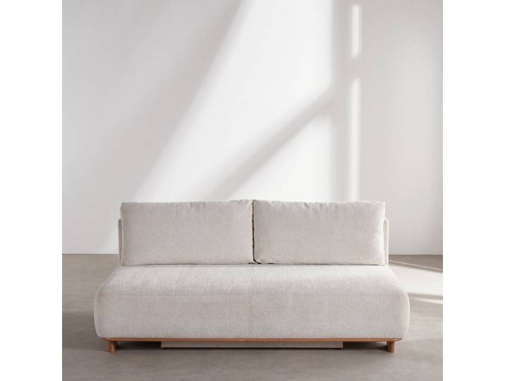 Canapé convertible 2/3 places en polyester recyclé beige