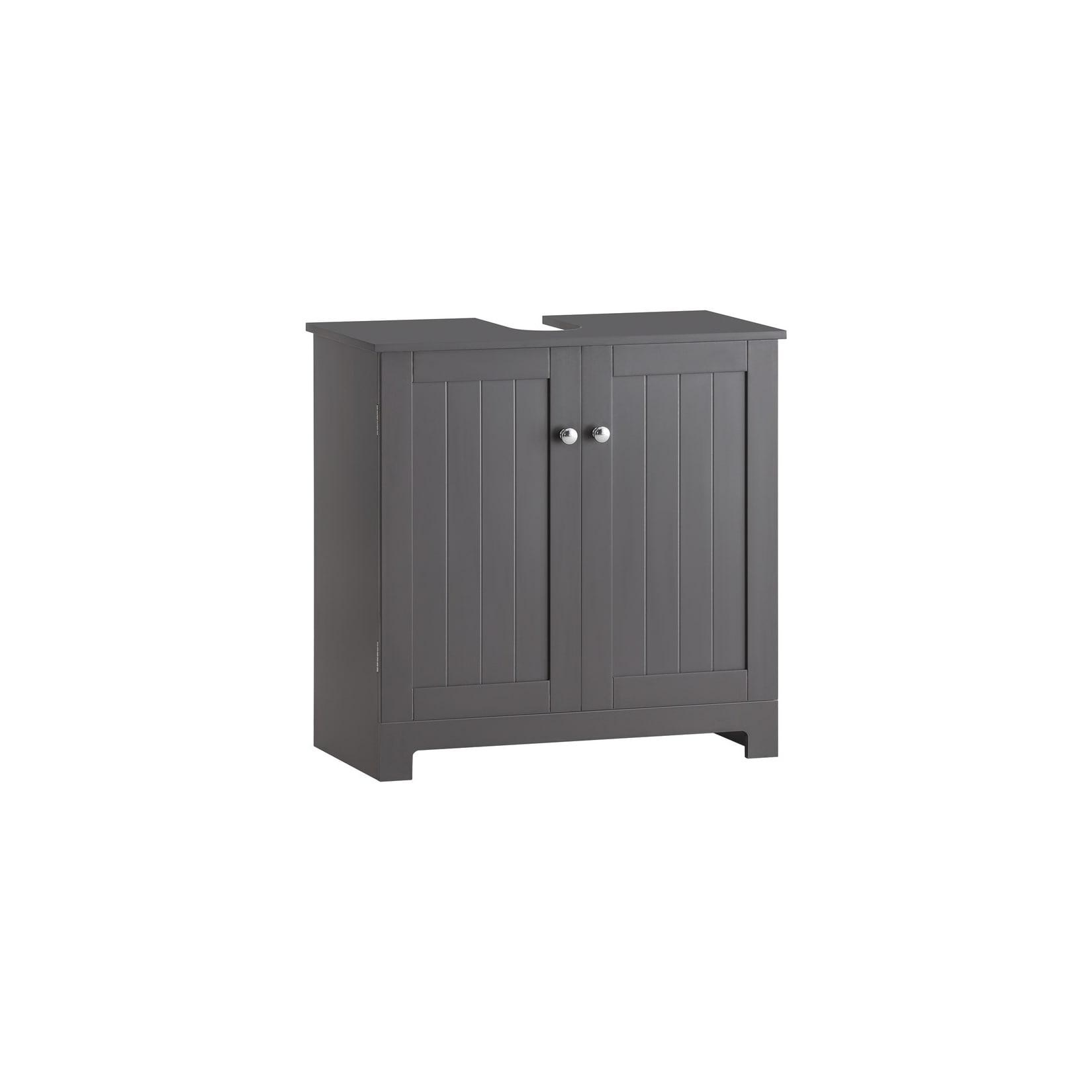 SoBuy Waschbeckenunterschrank mit 2 Türen Dunkelgrau 60x30x60cm Funktional