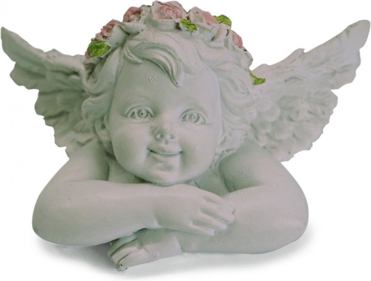 Lief Engeltje Engel hoofd poly decoratie 9 x 6 cm