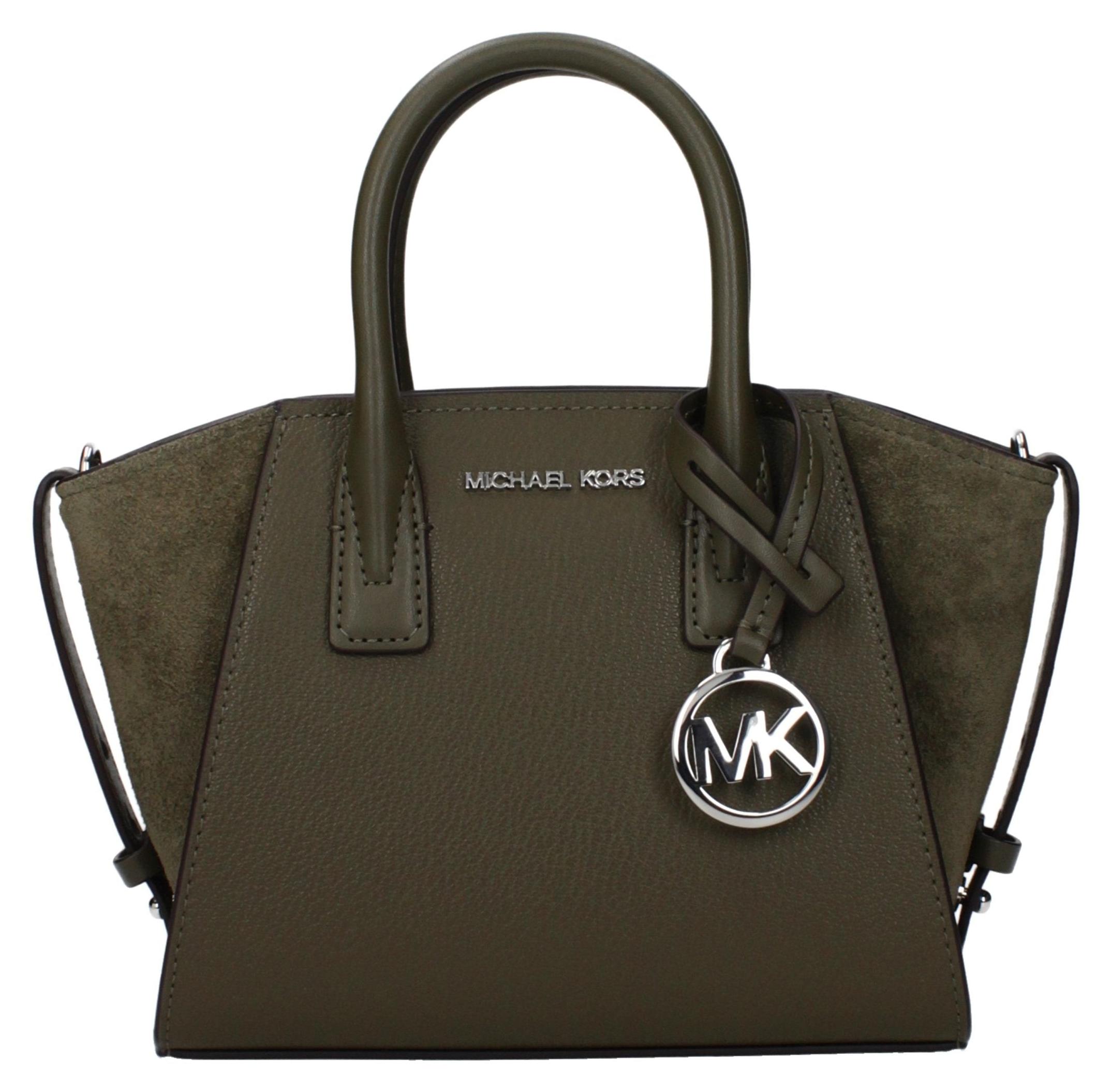 Michael Kors Avril Extra-Small Leder Wildleder olive silber
