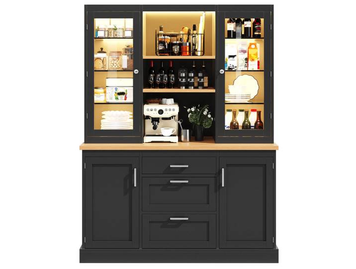 Flieks Küchenschrank LED App 185x140x40Cm Arbeitsplatte, Schwarz, 140x185x40 cm, Küchen, Küchenmöbel, Küchenschränke, Geräteumbauschränke