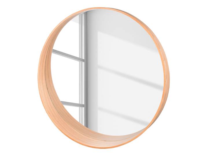 home24 Wandspiegel Ganor Ø 59cm hout/bruin gefolieerd MDF 10cm