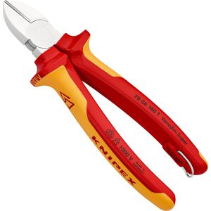 Knipex Seitenschneider 70 06 180 T, 180 mm, verchromt, Mehrkomponentengriffe isoliert, VDE-geprüft