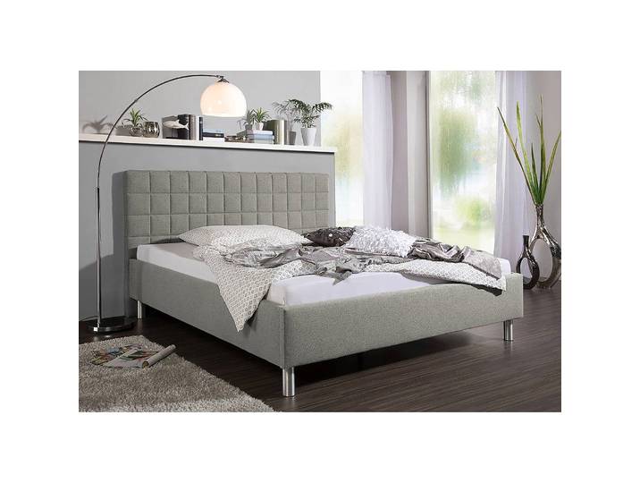 Lit capitonné Ulven 180 x 200cm Tissu structuré Gris/Galet