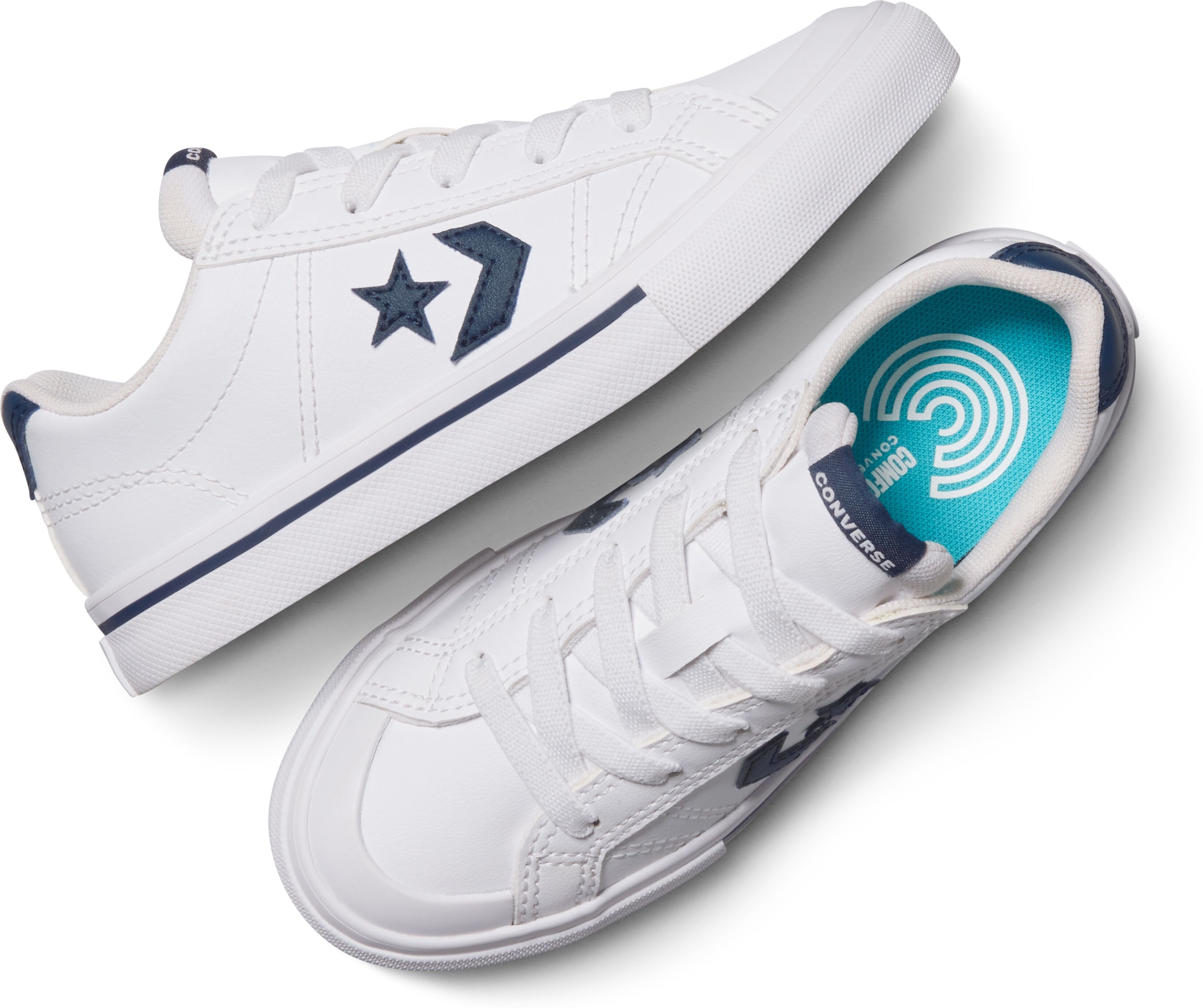 Sneaker CONVERSE "CONVERSE SPORT CASUAL EASY-ON", Kinder, Gr. 33, Synthetik, weiß, navy, weiß, Leder, Synthetik, Schuhe Sneaker