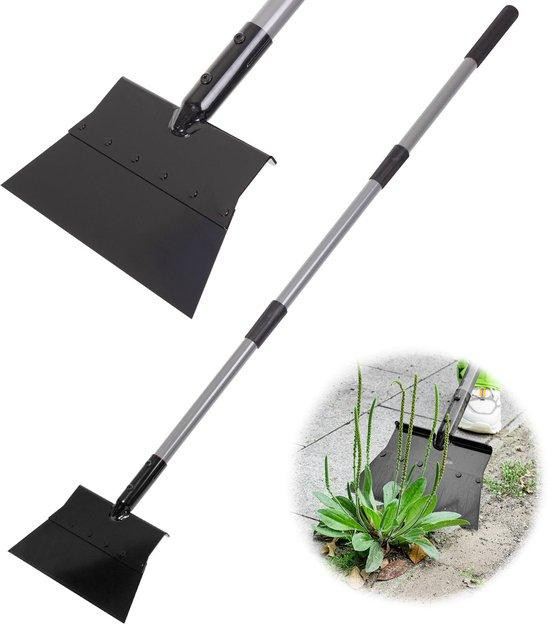 Multifunctionele tuinschep met verstelbare stalen steel, zwart, Hoogte: 137 cm