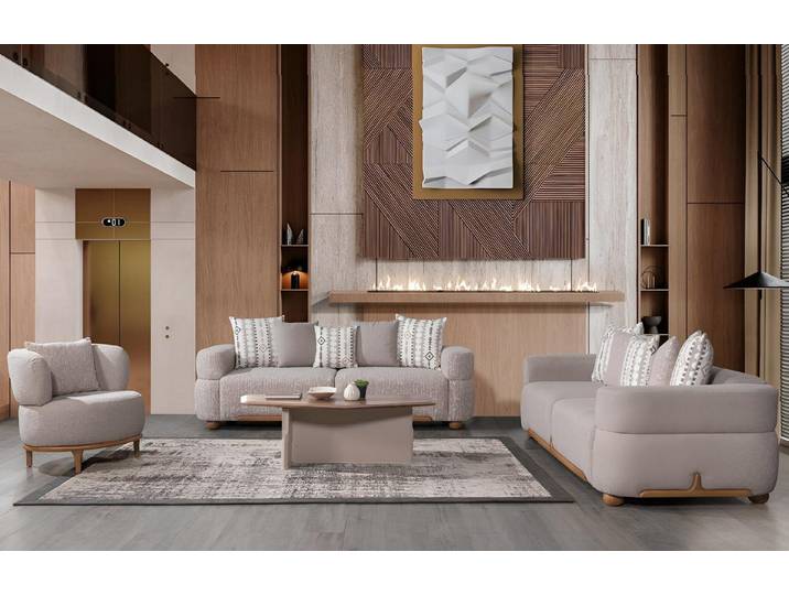 JVmoebel Polstergarnitur Stilvolles Sofa-Set Minimalistischer Stil Modernes Interieur Beige, (4-tlg)