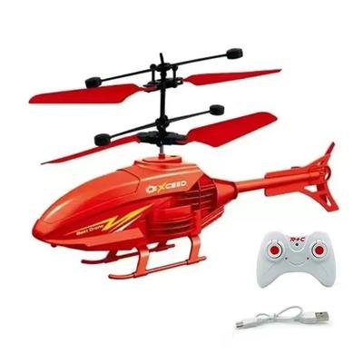 Remote Control Induction Helicopter Dual Mode Suspended Aircraft With Lighting Anti Drop Collision RC Aircraft red
