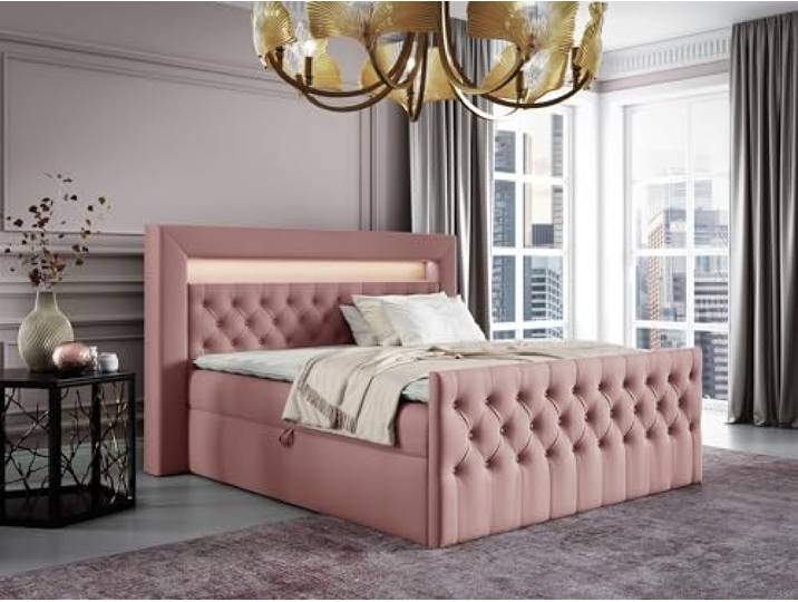 Fun Möbel Boxspringbett Schlafzimmerbett Ernesto Nr.1 (Altrosa, 120x200cm)
