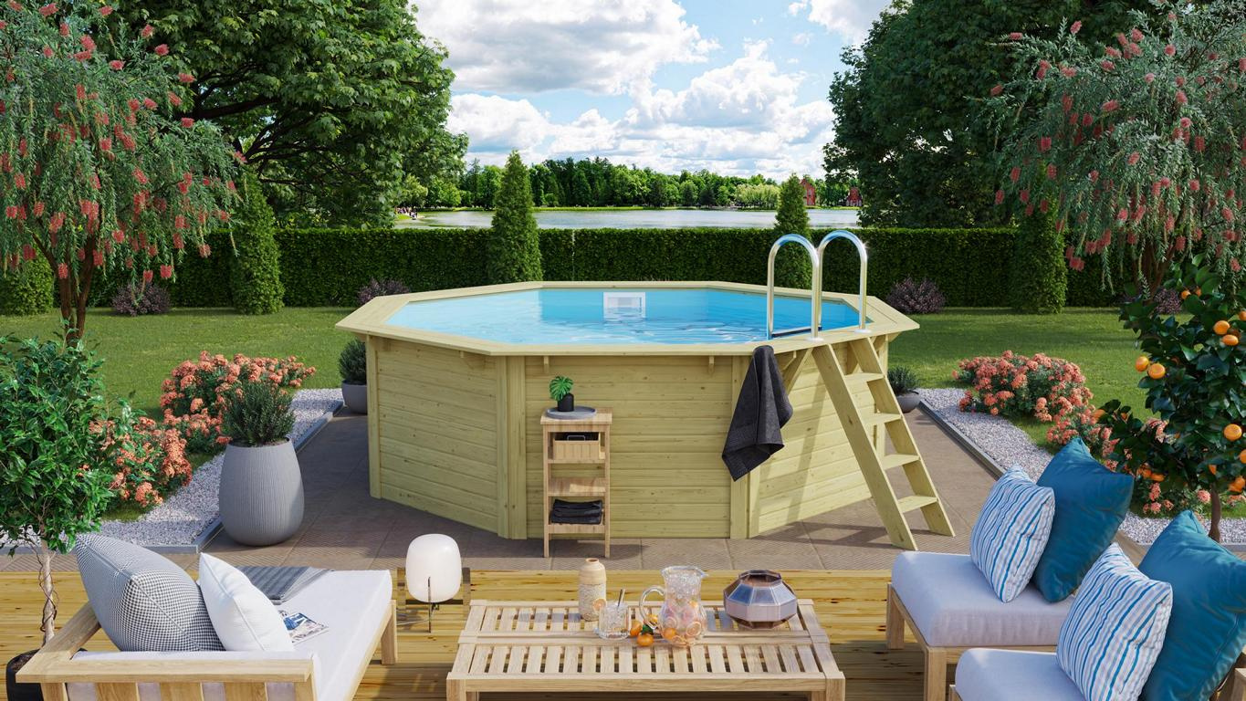 KARIBUHOLZT Pool X1 KDI 400x480cm inkl. Folie blau 16927943