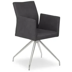 2er-Set Stuhl Lugano Mikrofaser Schwarz Carbon