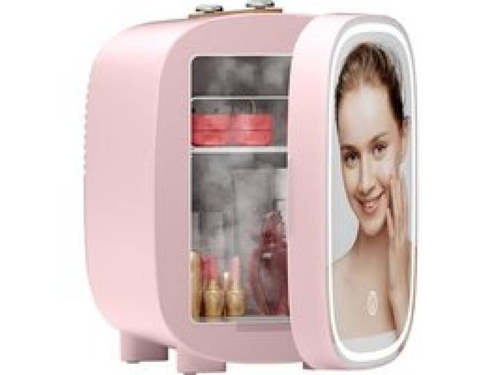 Df01A Mini Frigo Avec Miroir Led À Intensité Réglable Sur 3 Niveaux Faible Bruit Chauffe & Refroidisseur 4L Mini Frigo De Chamb