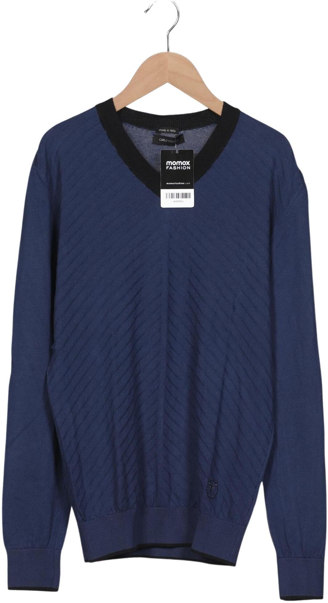 Carlo Colucci Herren Pullover, Marineblau, Gr. S, Baumwolle - Second Hand