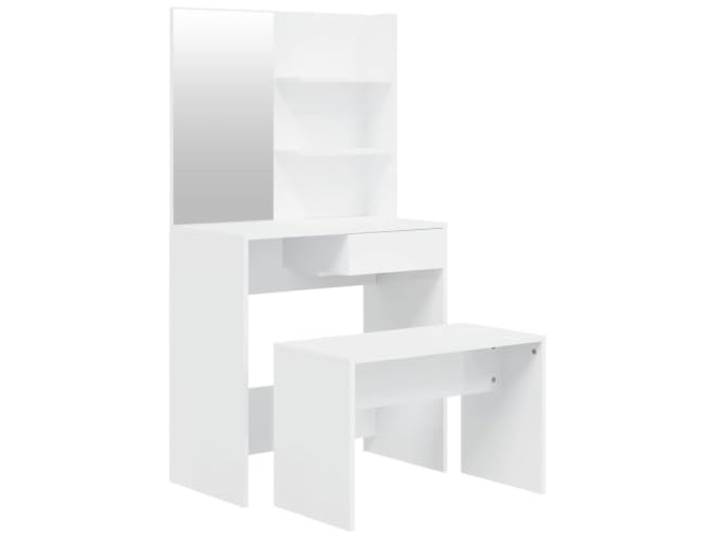 Xhnifbn Schminktisch-Set mit Hocker 2-tlg Hochglanz-Weiß 74,5x40x141 cm Kompakter Frisiertisch mit Spiegel und Hocker für Ihr Schlafzimmer. Modernes Design mit reichlich Platz für Kosmetik.