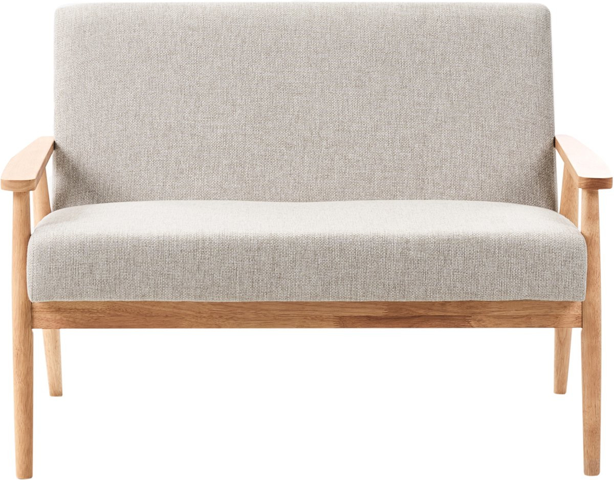 Beliani Tweezitsbank Mid-Century Stijl - Grijs/Lichtbruin