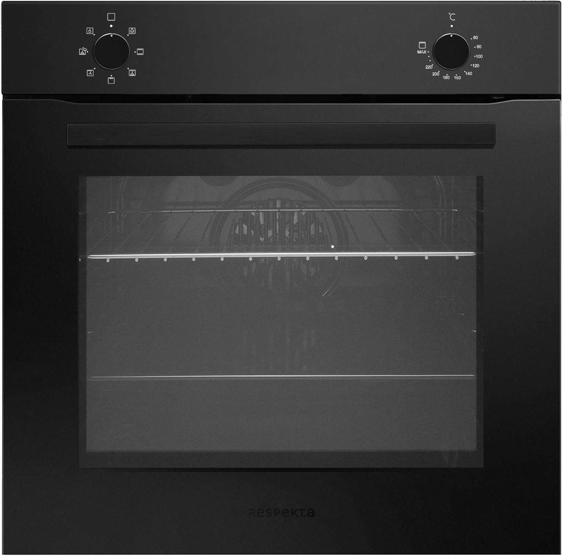 RESPEKTA Glas-Einbaubackofen autark Mattschwarz
