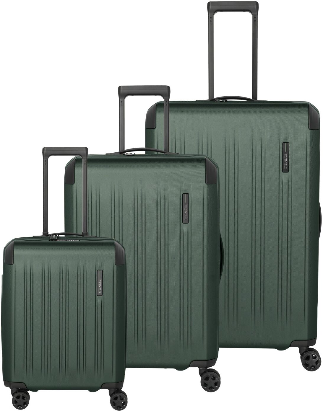 Trolleyset TRAVELITE "DYNAMIIC 3-teilig Hartschale", grün, ABS, unifarben mit Farbeinsätzen, Koffer-Sets, ABS-Hartschale und Volumenerweiterung