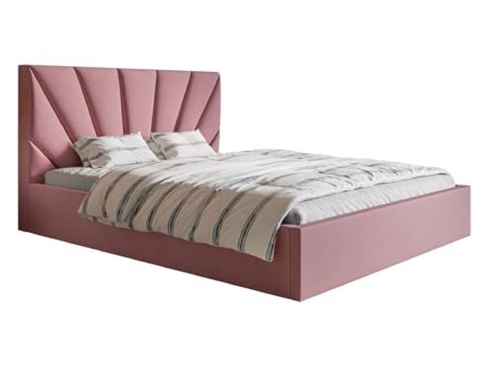 Emporius Doppelbett 140x200 Aris - Schlafzimmerbett 140x200 mit Bettkasten, Lattenrost - Polsterbett 140x200, (Rosa - Jasmine 62)