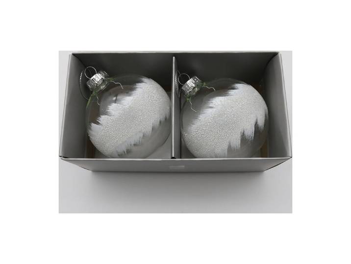 2er Weihnachtskugeln durchsichtig weiss