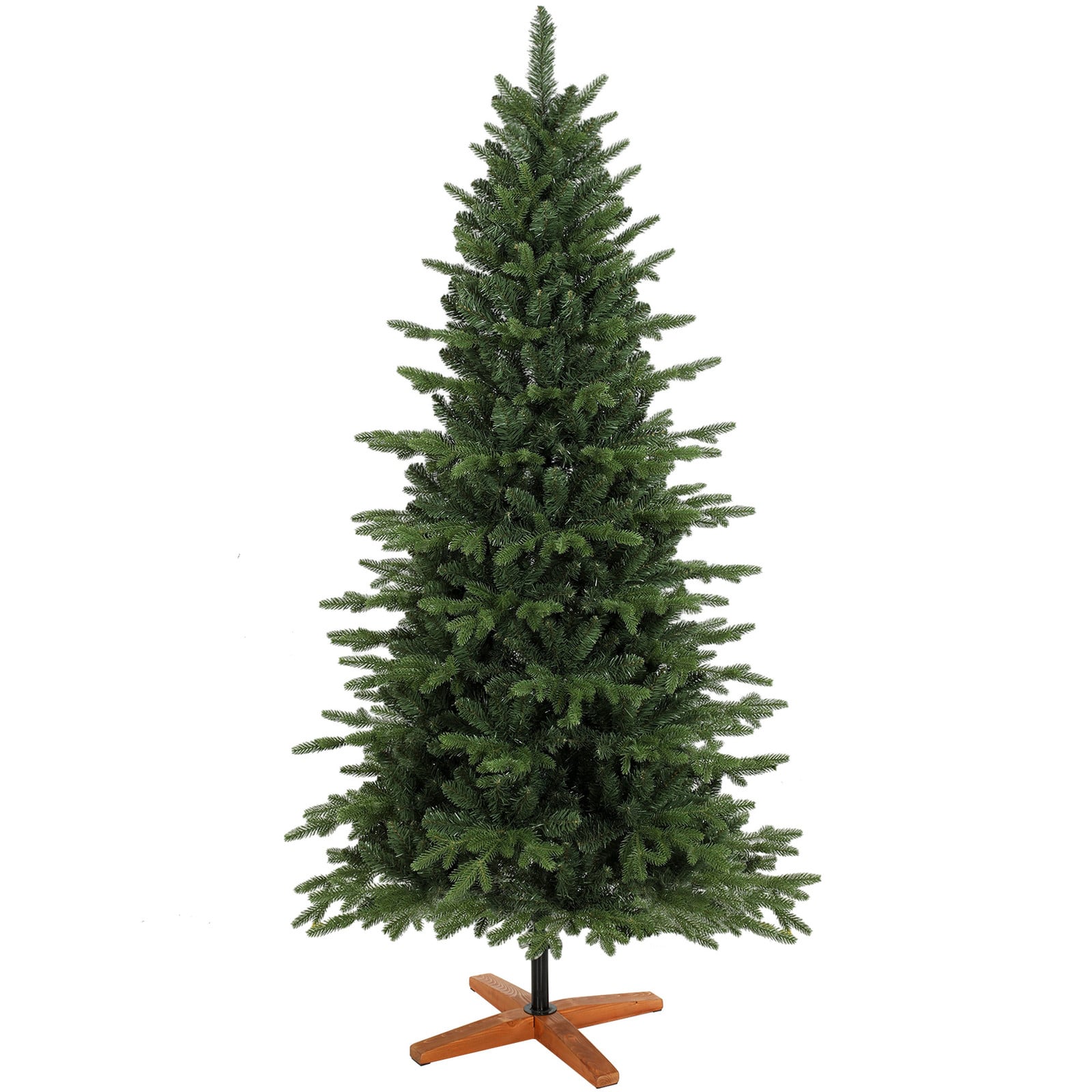 HOMCOM Kunstkerstboom met inklapbare houten standaard, 180 cm, groen