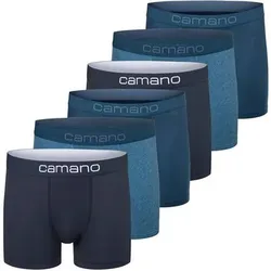 CAMANO Camano Herren Boxershorts, 6er Pack - Comfort Cotton, Unterhosen, Stretch Baumwolle, Größe 2XL in Blau Blau