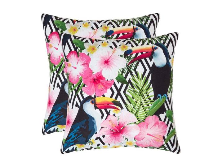OUTDOOR-KISSEN 2er-Set 45/45 cm – Tukan & Blumen
