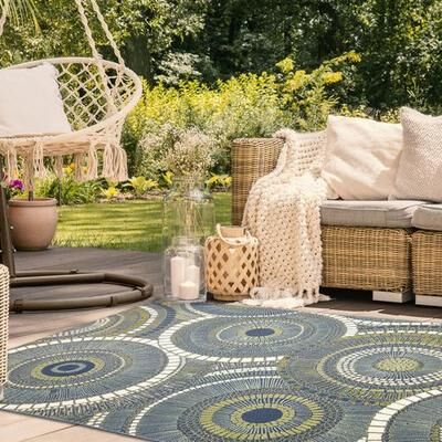 Trans Ocean Import Co Inc "Marina Circles Rectangle Rug, 3'3"" x 4'11"", Green"