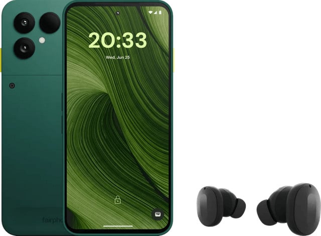 Fairphone 6 256GB Groen 5G met Fairphone Fairbuds True Wireless Earbuds Zwart