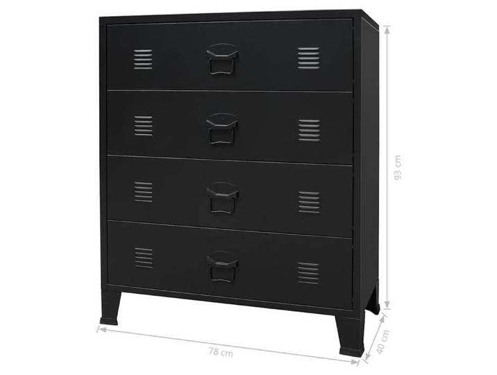 Noir Noir Cabinet de rangement - SHELD - Commode de chambre/Buffet de rangement - à tiroirs Métal Style Industriel 78x40x93 cm9311
