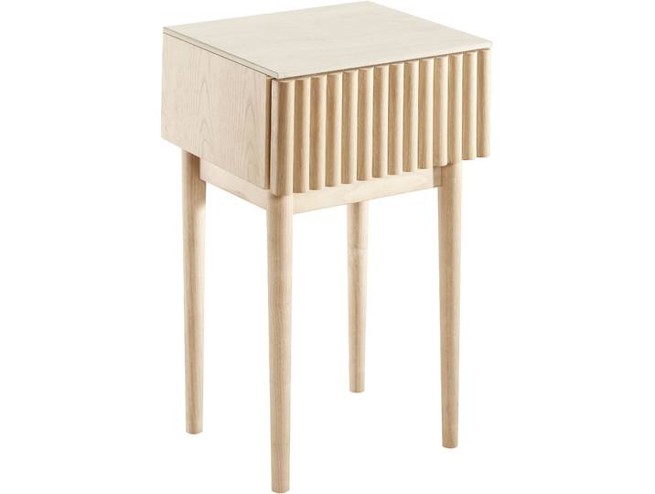Nachttisch HOMSY BY ANA JOHNSON Solva , beige (naturfarben), B:39cm H:61cm T:34cm, Tische, Nachttisch, Esche-/Eukalyptusholz, geriffelte Front, Keramikplatte, Breite 39 cm