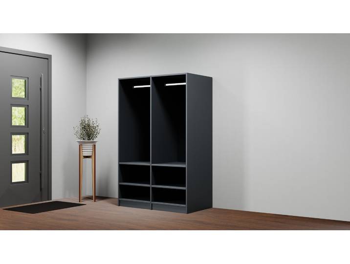 Dressing ouvert avec penderie sur mesure Mélaminé premium Noir