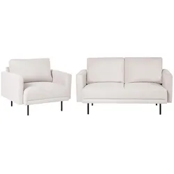 SOFA-SET 2-Sitzer Stoff Hellbeige Breda