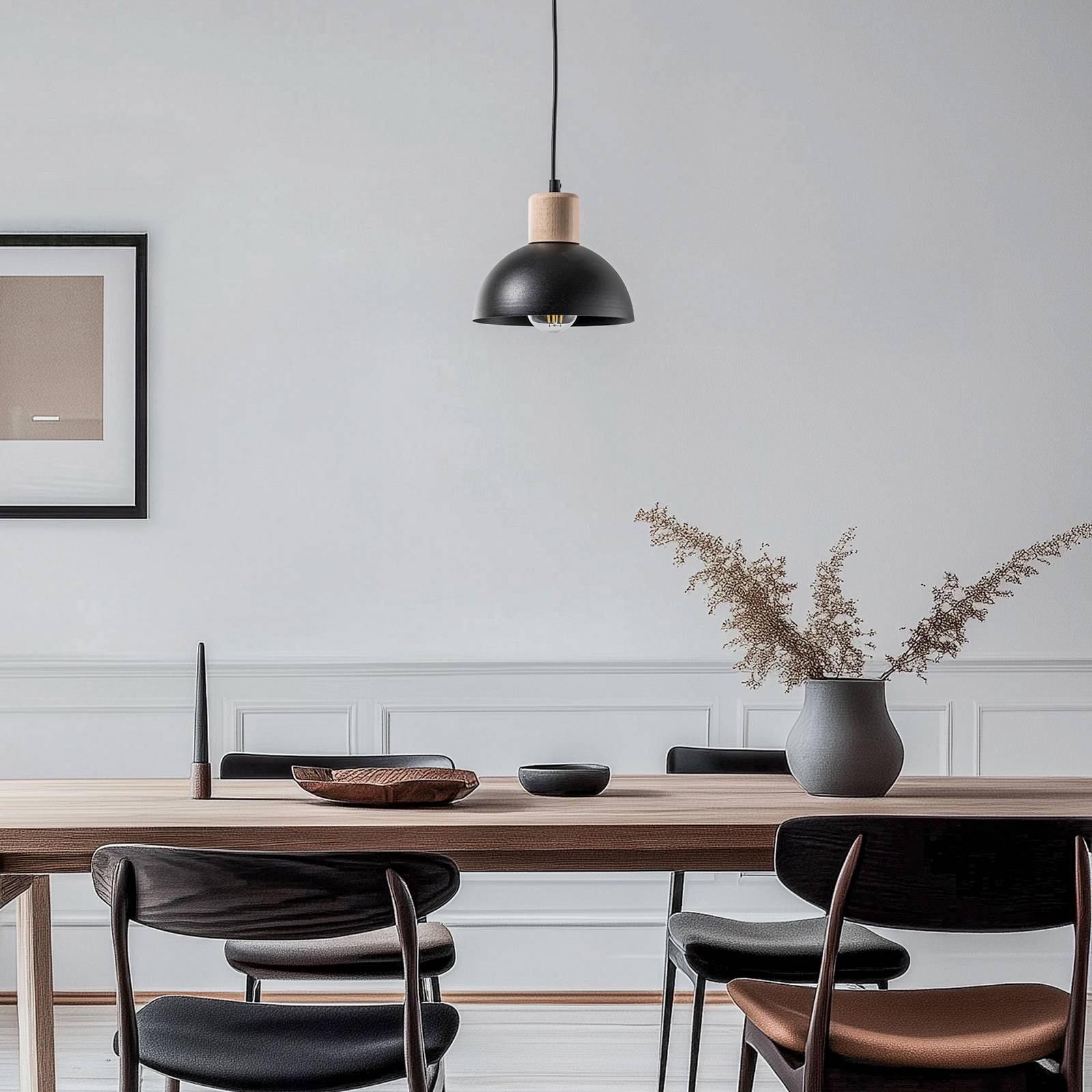 Hängelampe Seco EMIBIG LIGHTING, dimmbar, schwarz, für Wohn- / Esszimmer, Metall, Pendelleuchte