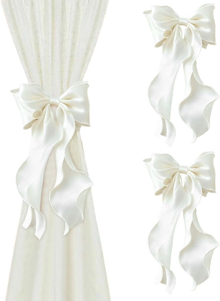 Set van 2 decoratieve gordijnhouders met zachte strik - m-winkel