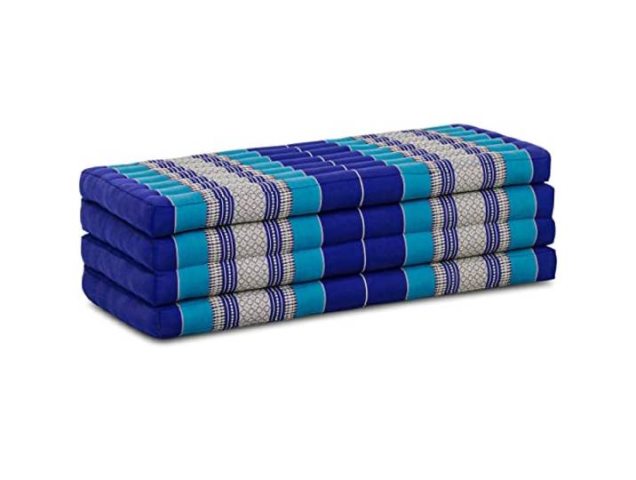 livasia Nachhaltige Klappmatratze aus Kapok - 200x110x8cm - breite Gästematratze, Faltbare Matratze, ökologische Yogamatte, klappbares Gästebett, Liege für Garten und Balkon (Blau)