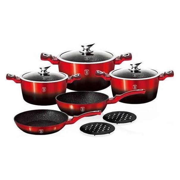 BerlingerHaus 10-piece pot set METALLIC Black BURGUNDY LINE 15 ELE BH-1632 (21422555)