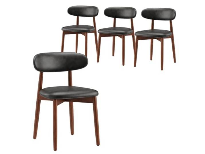 COLAMY Stühle Esszimmer 4er Set, Esszimmerstuhle Küchenstühle Hochdichter Schaumstoff, Atmungsaktives PU-Leder, Gepolsterte Sitzfläche, Sitzstuhl für Küche Wohnzimmer Haushalt & Café, Schwarz