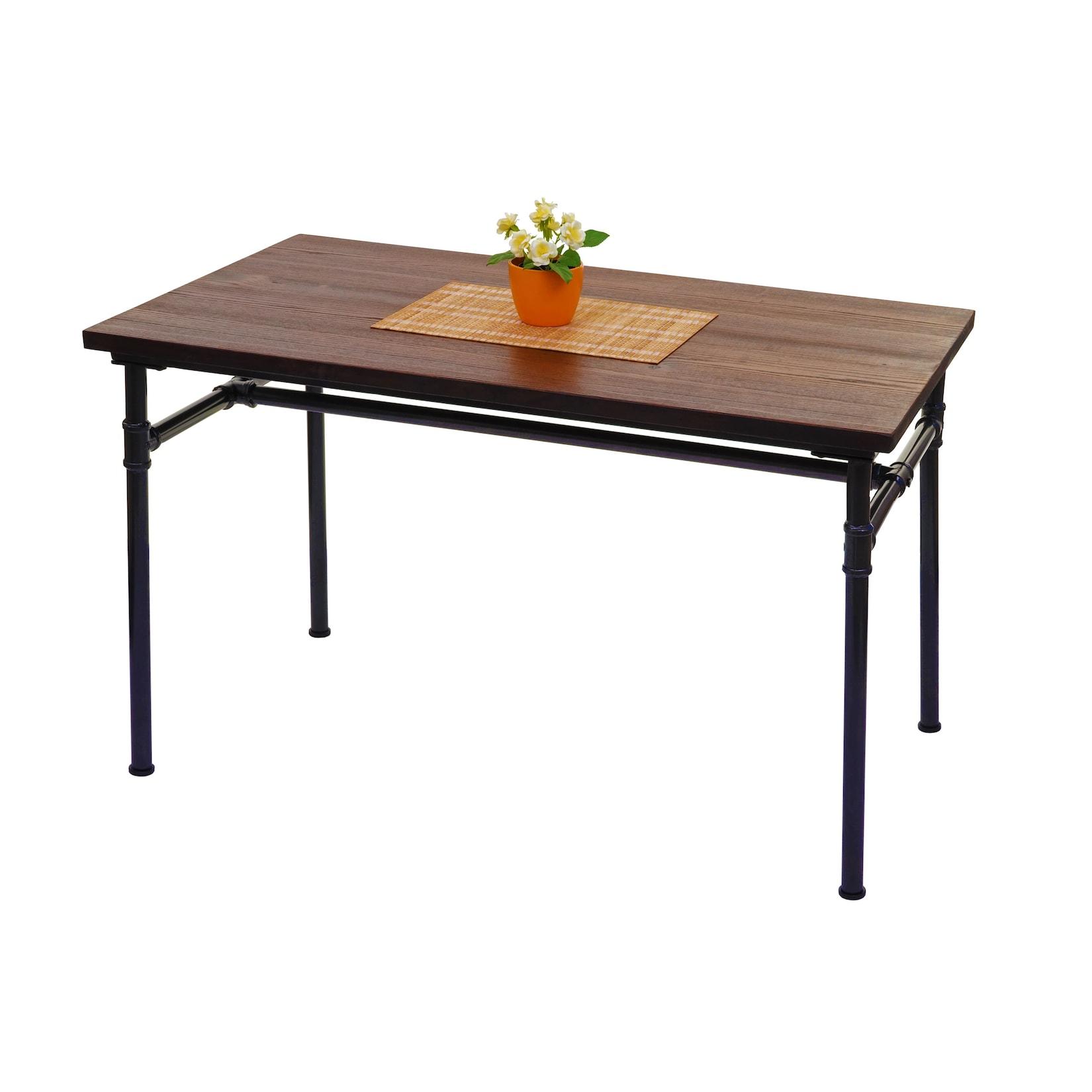 Esstisch MCW-H10b, Tisch Bistrotisch, Metall Ulme Holz Industrial Gastronomie MVG schwarz-braun 120x70cm