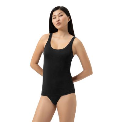 Trägertop MEY "MODAL PURE", Damen, Gr. L, schwarz, Single Jersey, Obermaterial: 94% Modal, 6% Elasthan, körpernah hüftbedeckend, tiefer Rundhals, Tops Trägertop, ohne Seitennähte, dünne Träger, glänzende Details