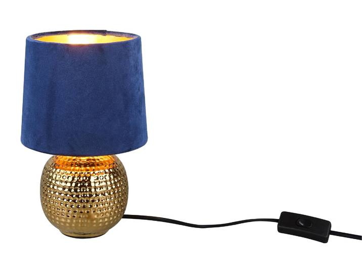 Lampe de table SOPHIA dorée et bleu marine\, 1xE14x40W\, tissu\, dimensions : 26x16x16 cm\, IP20\, RL