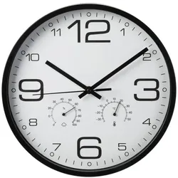 Redcliffs, Wanduhr, Zegar ścienny 30cm Z Termomentrem - Czarny (30 cm)