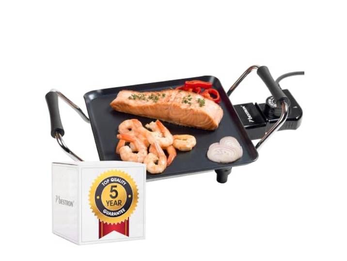 Bestron ektrische Grillplaat, Teppanyaki Tafelgrill met antiaanbaklaag, 1000W, zwart