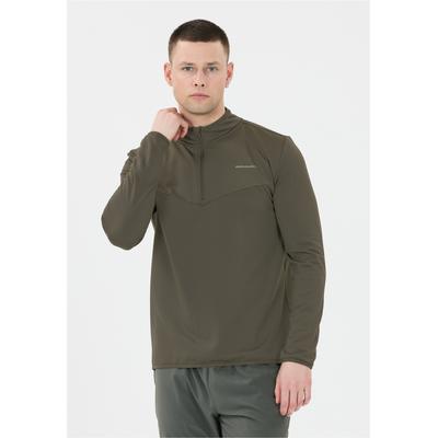 Langarmshirt ENDURANCE "LEDGER", Herren, Gr. L, grün (dunkelgrün), 92% Polyester, 8% Elasthan, unifarben, lang, ohne Ausschnitt, Shirts Langarmshirt, mit sportlichen Funktionen