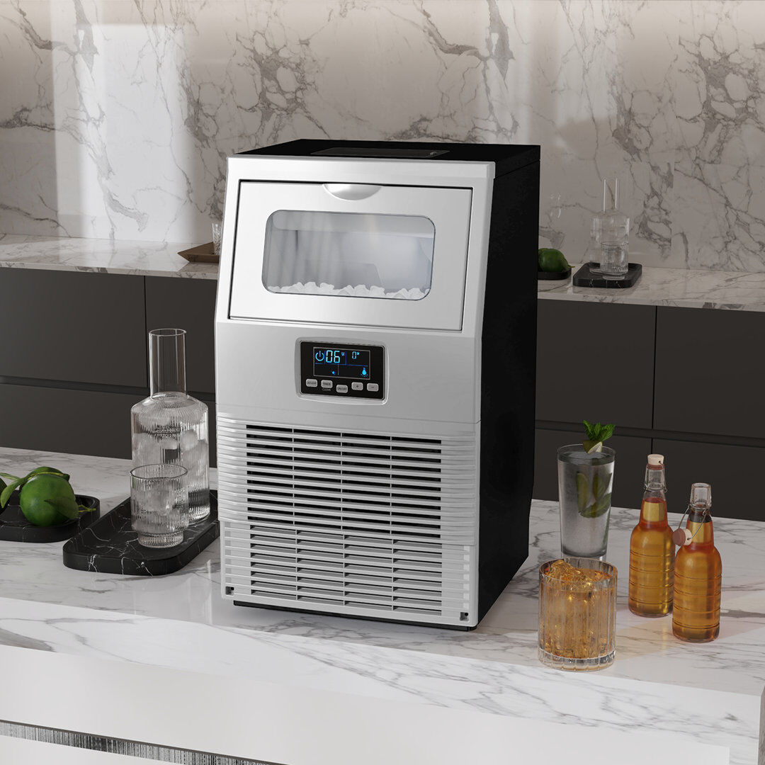 HOMCOM Commercial Ice Maker with 4kg Ice Storage for Home Restaurant Silver 60.2cm H X 34.5cm W X 33.9cm D